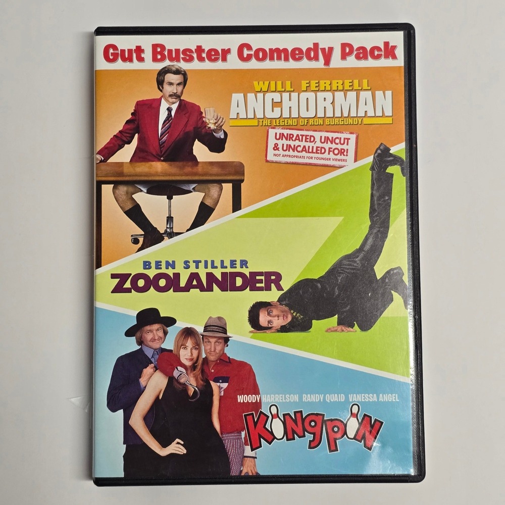 Gut Buster Comedy‎ Pack DVD Set Anchorman Zoolander Kingpin Paramount